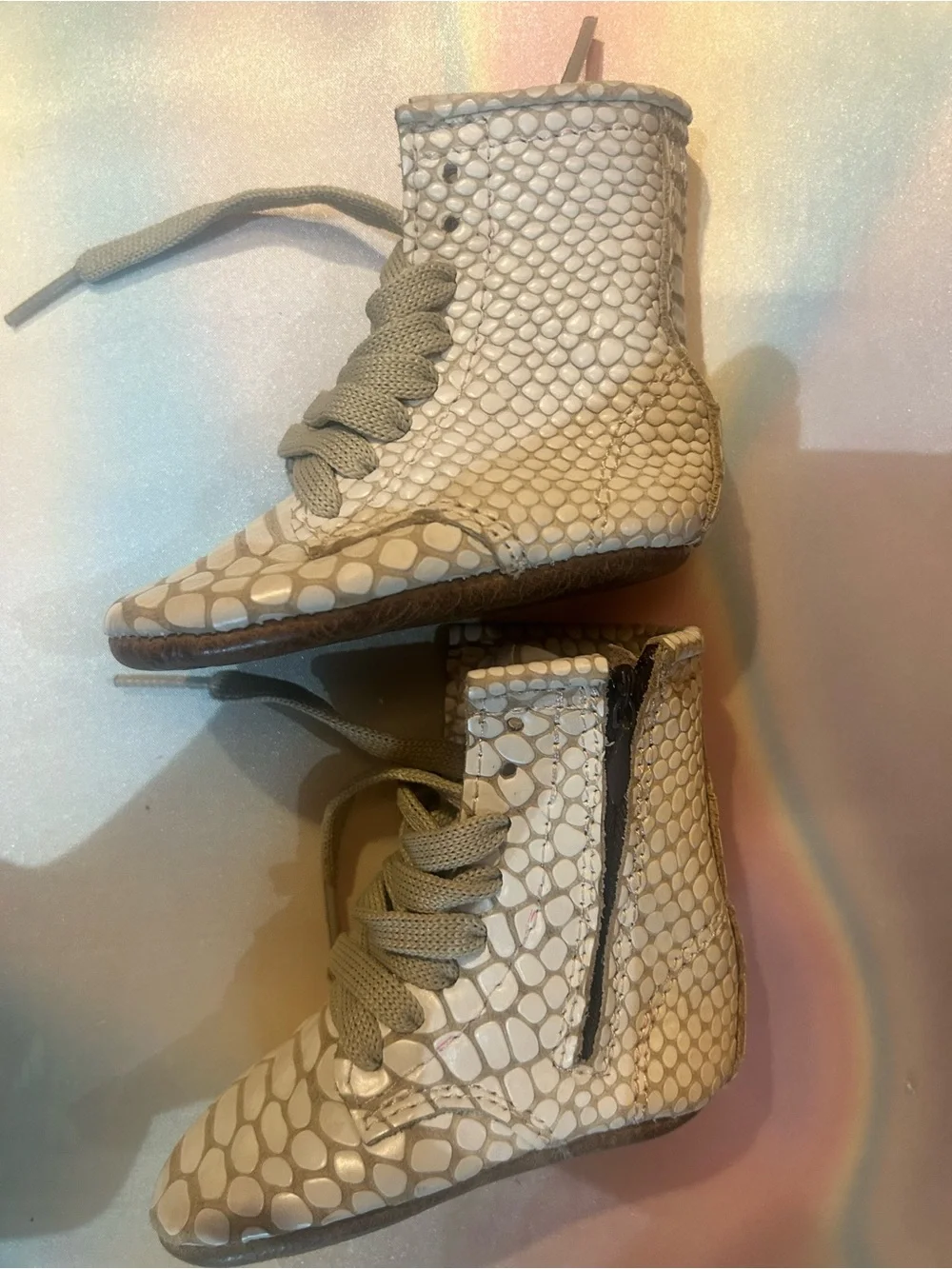 Freebird by Steven Tan Faux-Snake Lace-Up Baby Walkers